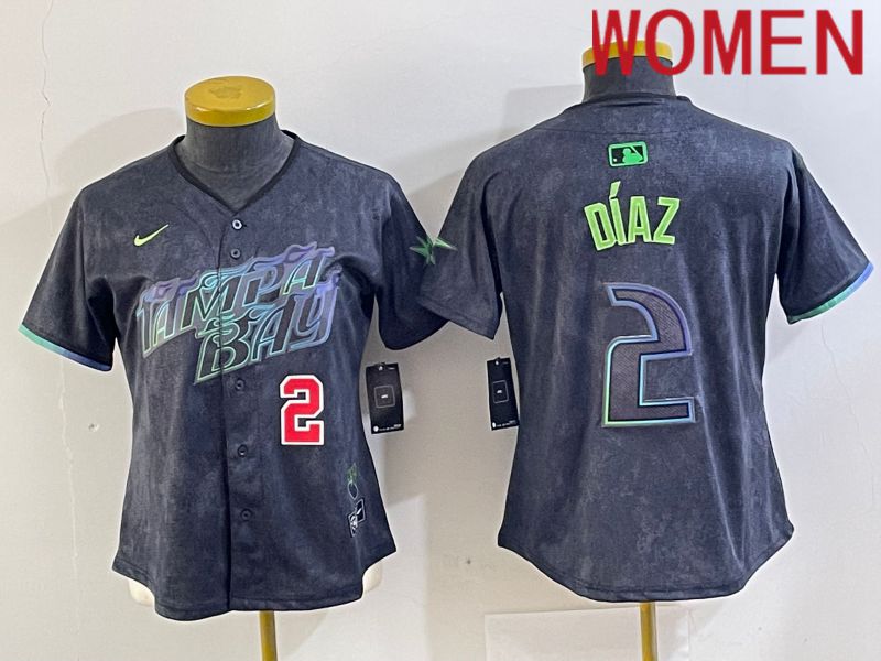 Women Tampa Bay Rays #2 Diaz Nike MLB Limited City Connect Black 2024 Jersey style 3->women mlb jersey->Women Jersey